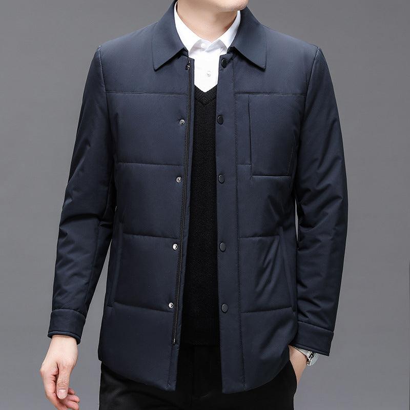 Thin Cotton-padded Jacket Middle-aged And Elderly Men's Cardigan Solid Color Plus Size Coat - Cruish Home