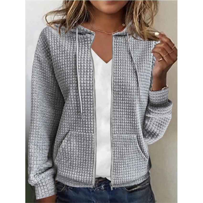 Women's Zipper Hooded Cardigan Long Sleeve Sweater Coat - Cruish Home