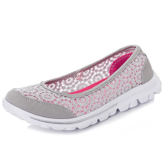 Plus size breathable beanie lace flats for women - Cruish Home