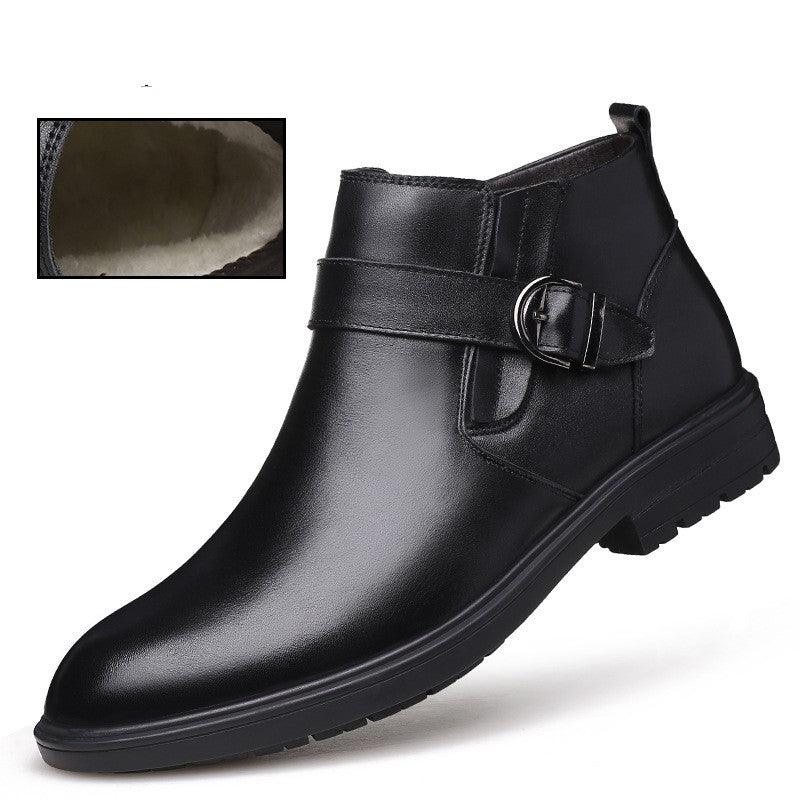 Plush cowhide cotton shoes business boots leather shoes - Cruish Home