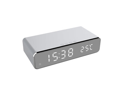 LED Electric Alarm Clock With Wireless Charger Desktop Digital Despertador Thermometer Clock HD Mirror Clock Watch Table Decor - Cruish Home