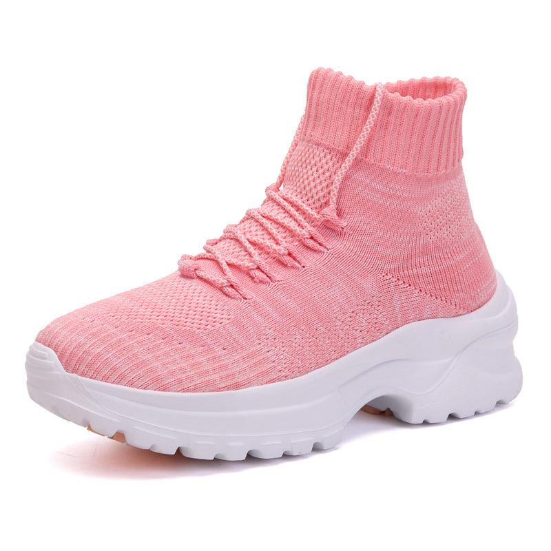 Flying Woven Breathable High-top Women's Height-increasing Socks And Shoes - Cruish Home