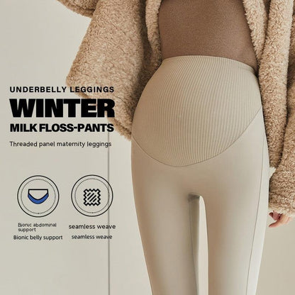 Fleece-lined High-waist Belly Supporting Pants Casual Thick Autumn And Winter New Shark Maternity Pants - Cruish Home