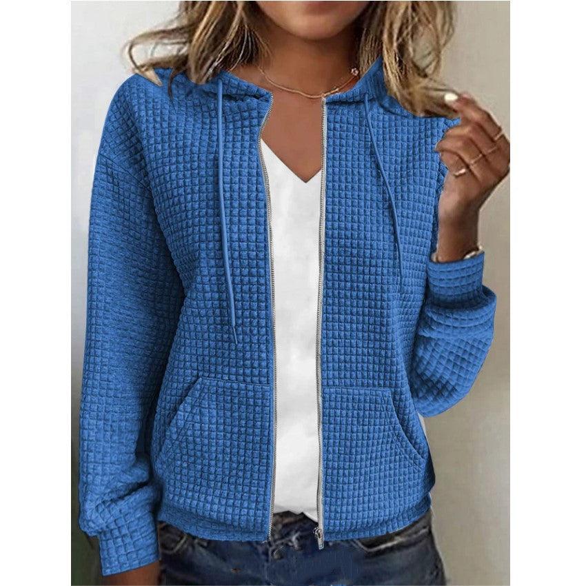 Women's Zipper Hooded Cardigan Long Sleeve Sweater Coat - Cruish Home