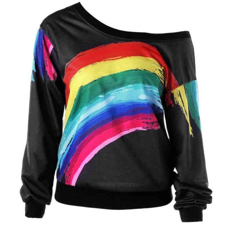 Rainbow Print Hoodies Pullover Loos - Cruish Home