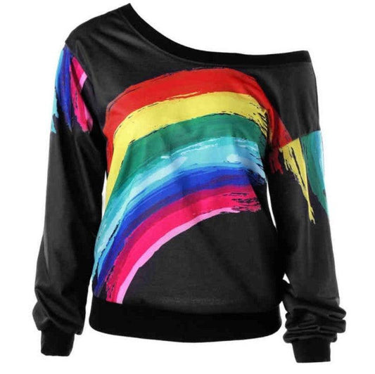 Rainbow Print Hoodies Pullover Loos - Cruish Home