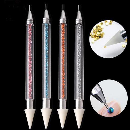 Dual-ended Nail Dotting Pen Diamond Painting Pen Crystal Beads Handle Rhinestone Studs Picker Wax Pencil Manicure - Cruish Home