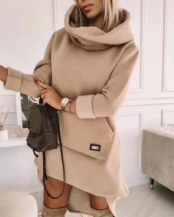 Long Sleeve Hood Pocket Long Sleeve Long Loose-fitting Casual Pullover Women - Cruish Home