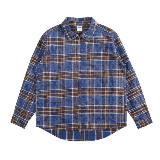 Distressed Plaid Shirt Men's Coat - Cruish Home