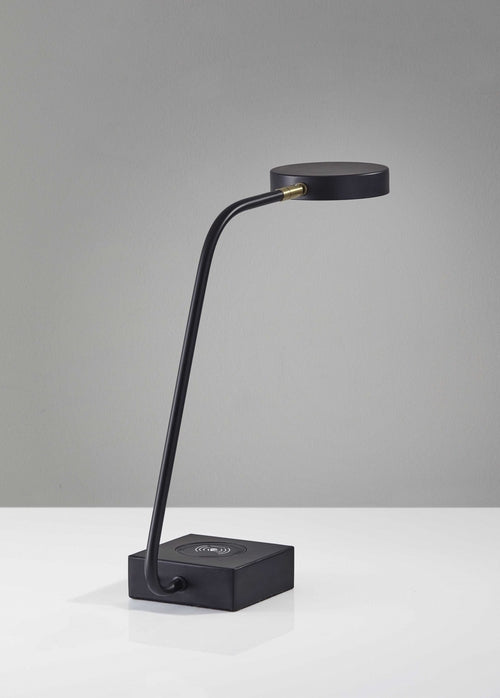 Tech Enhanced Black Metal Disk LED Adjustable Desk Lamp