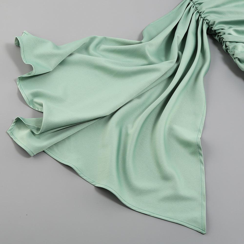 Women's Strapless Pleated Satin Dress - Cruish Home