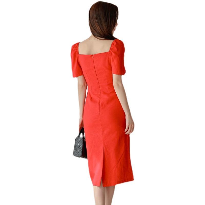 Red Ladies Women's Summer New Elegant And Thin Temperament Small Dress - Cruish Home