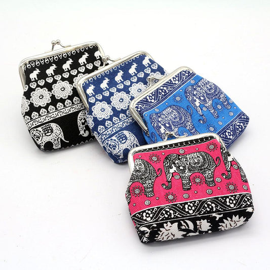 New national wind zero wallet canvas stamp coin package for lady elephant small wallet wholesale - Cruish Home