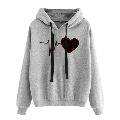 Heart Print Streetwear Hoodies Women Sweatshirt Spring Autumn Long Sleeve Hoodie Clothes - Cruish Home