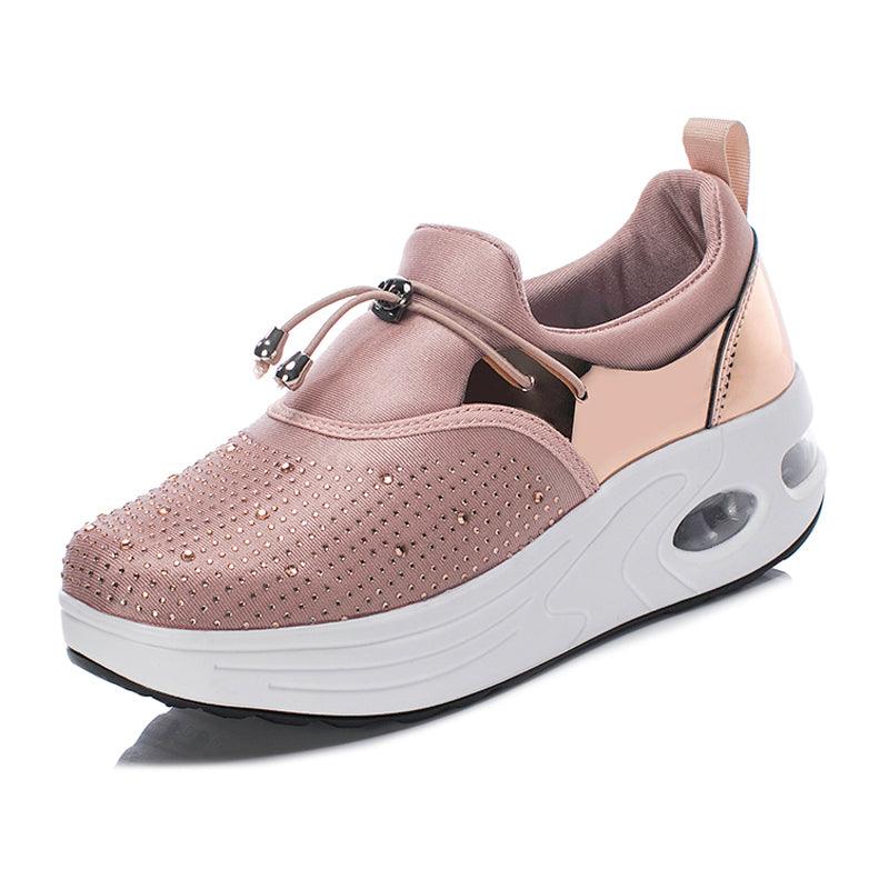 Women's Rhinestone Breathable Leisure Platform Walking Shoes - Cruish Home