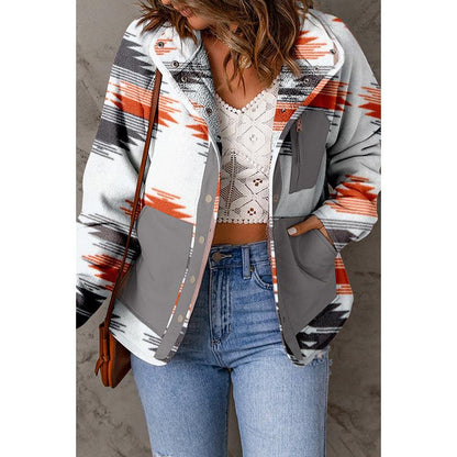 European And American Leisure Loose Geometric Print Jacket For Women - Cruish Home