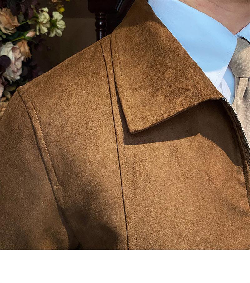 Suede Coffee Bomber Jacket For Man - Cruish Home