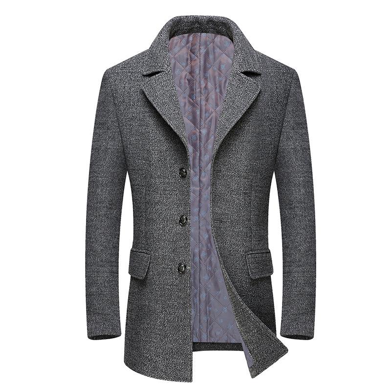 Winter Thick Men Wool Jackets Scarf Detachable Collar Fit Men Overcoats - Cruish Home