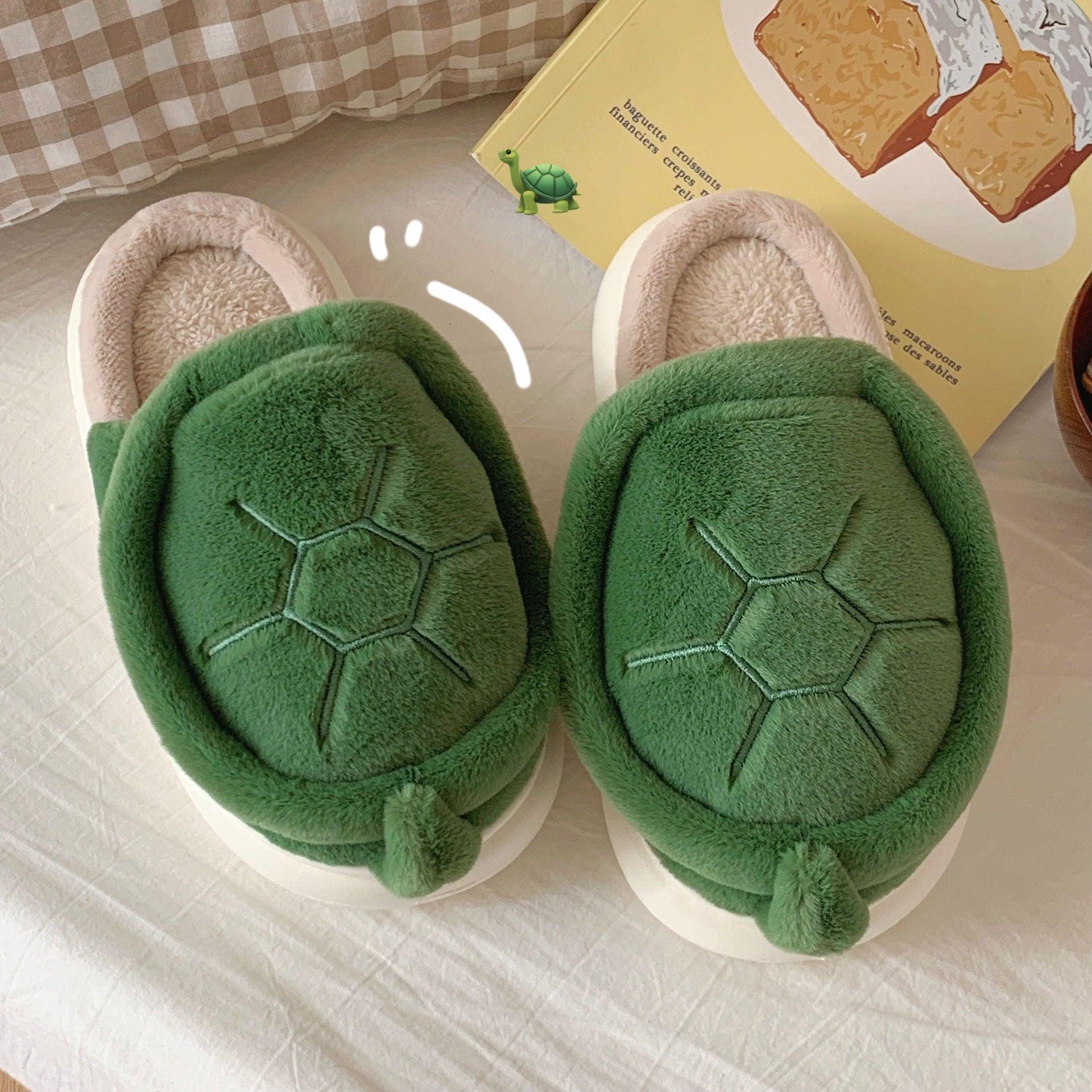 Fleece-lined Creative Little Turtle New Soft Soled Cotton Slipper - Cruish Home