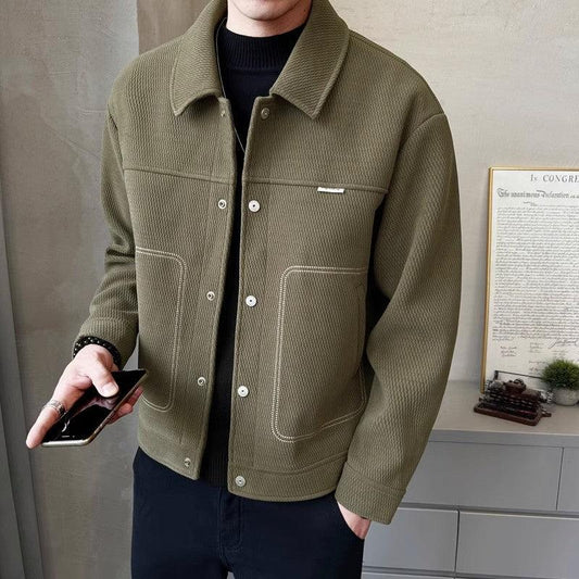 Men's Thickened Fashion All-matching Polo Collar Jacket Casual Coat Top - Cruish Home