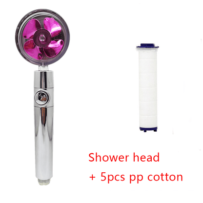 Shower Head Water Saving Flow 360 Degrees Rotating With Small Fan ABS Rain High Pressure Spray Nozzle Bathroom Accessories - Cruish Home