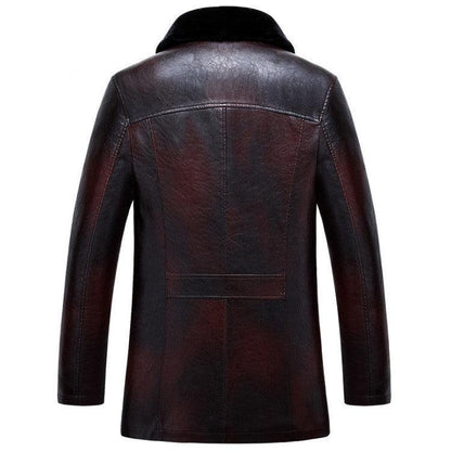 Men's Winter Lapel Thickening Leather Coat - Cruish Home