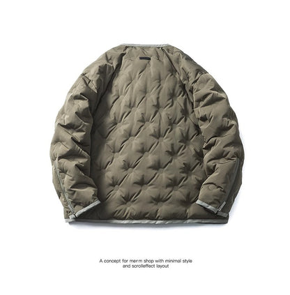 Japanese Loose Round Neck Oblique Placket Down Jacket