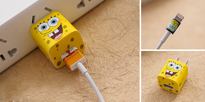 SpongeBob iPhone Charger Stickers