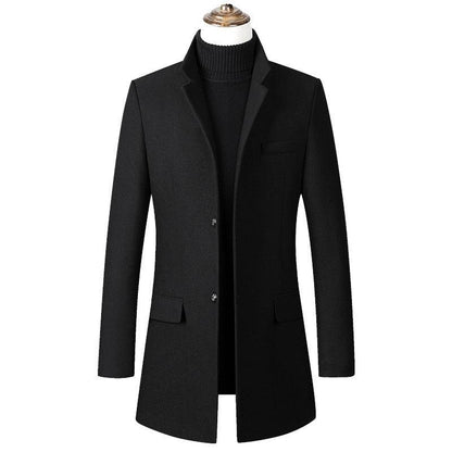 Stand Collar Woolen Woolen Coat Men's Medium Long - Cruish Home