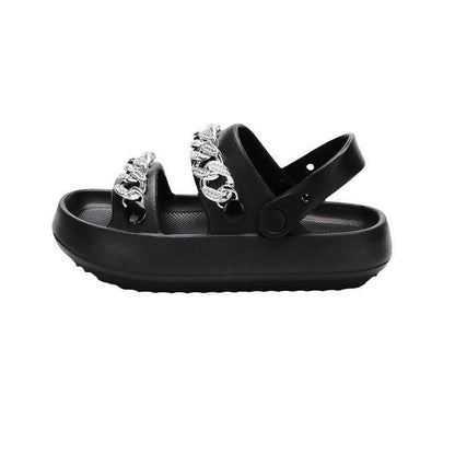 Chains Thick-soled Slippers For Women Indoor Floor House Shoes Summer Outdoor EVA Sandals Two-wearing Beach Shoes - Cruish Home