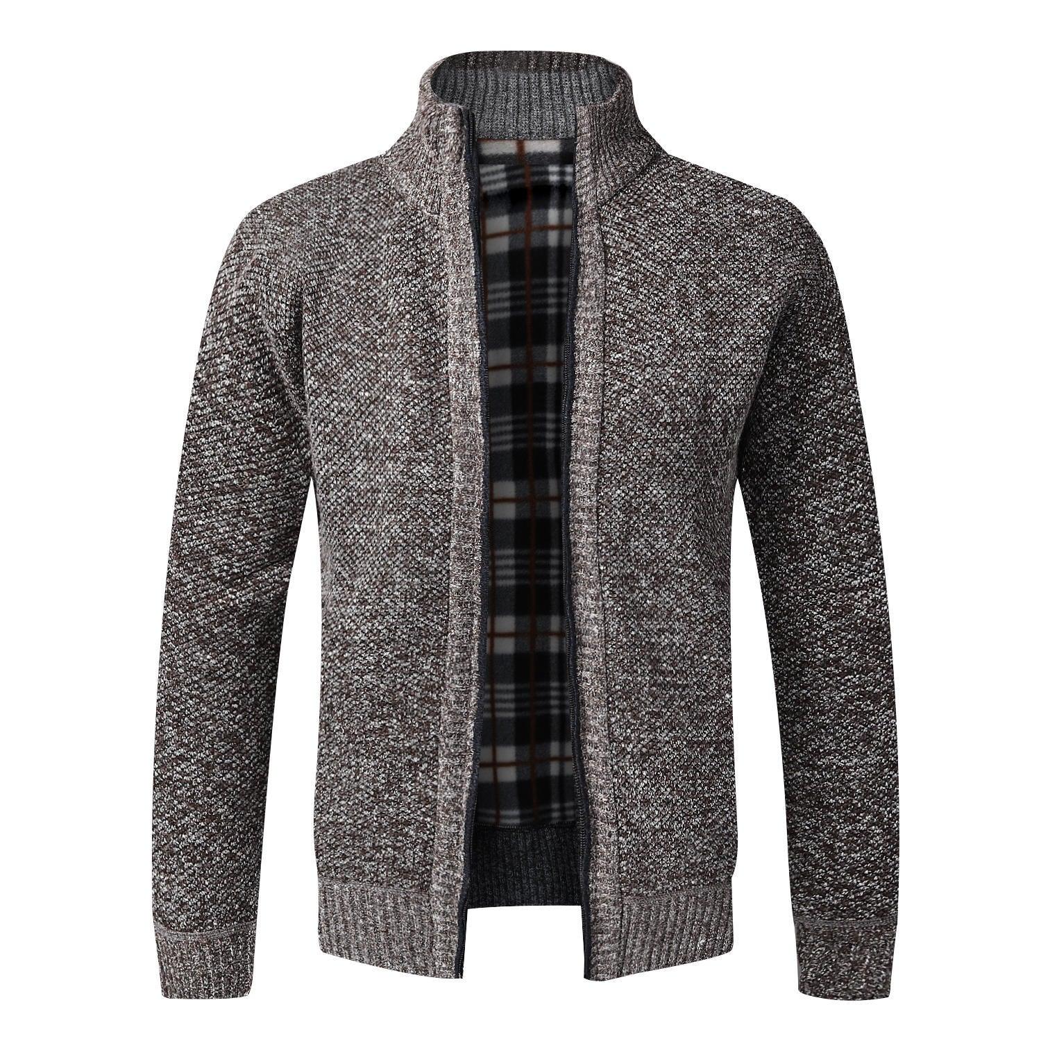 Men's Knitted Cardigan With Plush Coat, Loose And Fat, Large - Cruish Home