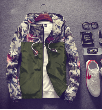 Spring Summer New Men Light Floral Print Hooded Jacket Fashion Trend Flower Coat Hoodies - Cruish Home