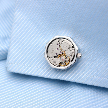 Octagonal Watch Engine Cufflinks