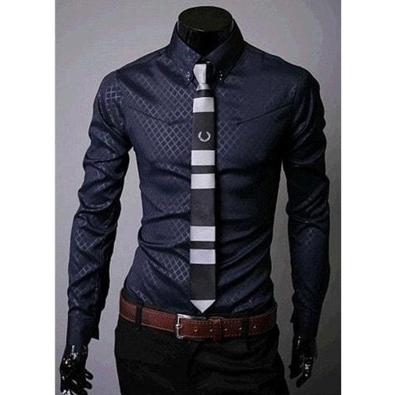 Fitted Shirts For Men Designer Plaid Stripes Pattern - Cruish Home