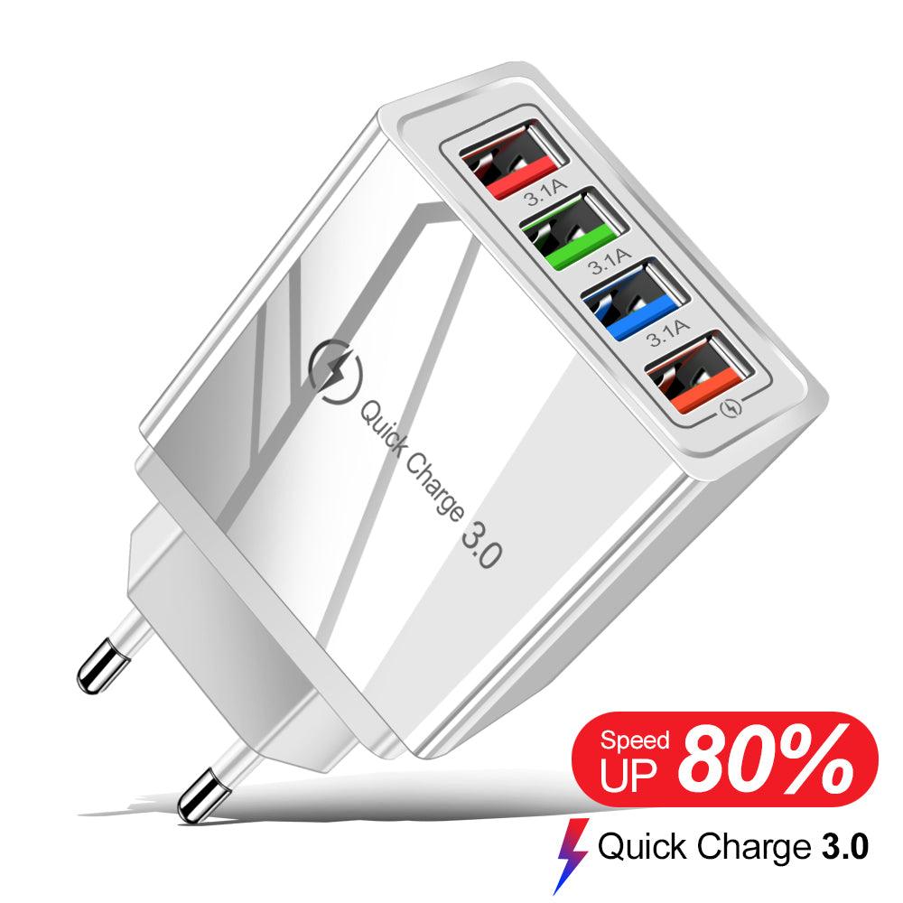 USB Charger Quick Charge 3.0 4 Phone Adapter For Tablet Portable Wall Mobile Charger Fast Charger - Cruish Home