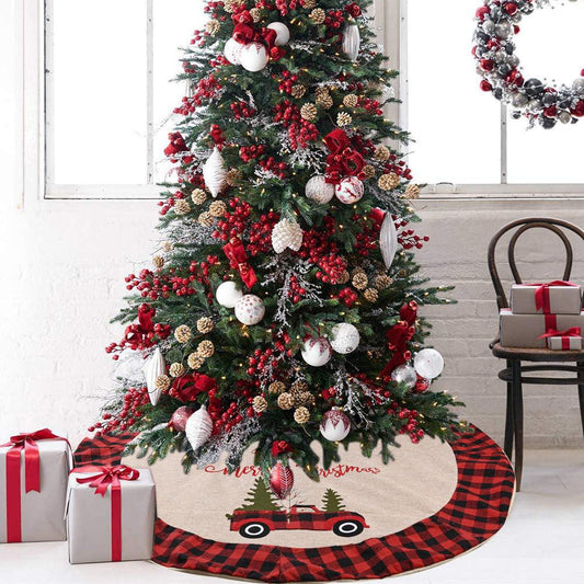 Linen Tree Skirt Car Christmas Tree 120CM Christmas Decoration Tree - Cruish Home