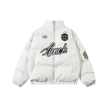 American Retro High Street Letter Embroidery Cotton Coat Jacket