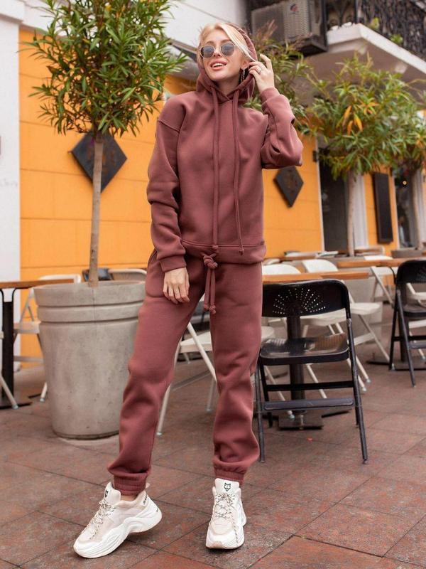 Beautiful Fashion Solid Color Hooded Sweater Casual Two-piece Suit - Cruish Home