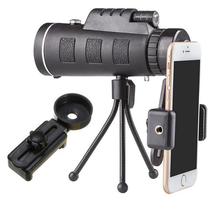 Compatible with Apple, Monocular Telescope Zoom Scope with Compass Phone Clip Tripod - Cruish Home