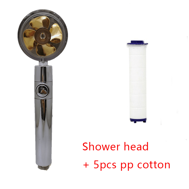 Shower Head Water Saving Flow 360 Degrees Rotating With Small Fan ABS Rain High Pressure Spray Nozzle Bathroom Accessories - Cruish Home