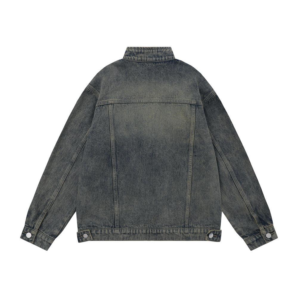 Washed And Worn Zipper Pocket Denim Jacket - Cruish Home