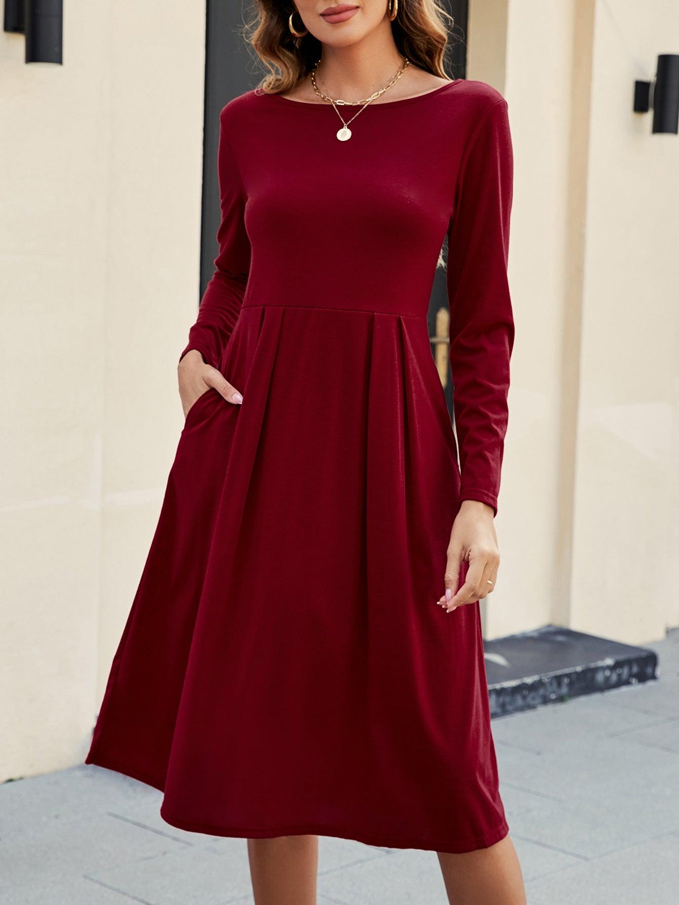 Fashion Casual Round-neck Long-sleeved Dress - Cruish Home