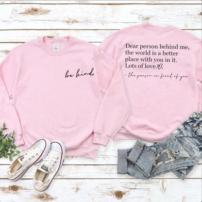 Tops Be Kind Logo Language Women's Blessing Inspirational Teacher Loose Sweater - Cruish Home