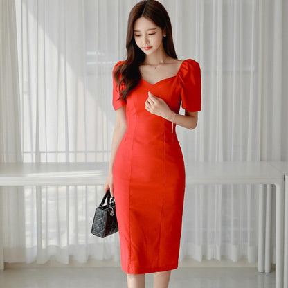 Red Ladies Women's Summer New Elegant And Thin Temperament Small Dress - Cruish Home