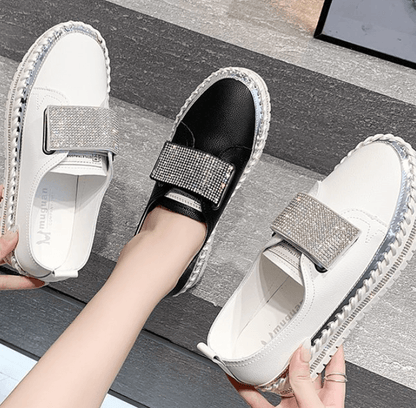 Thick Soled Rhinestone Velcro Baotou Shoes Muffin Half Slipper Female - Cruish Home