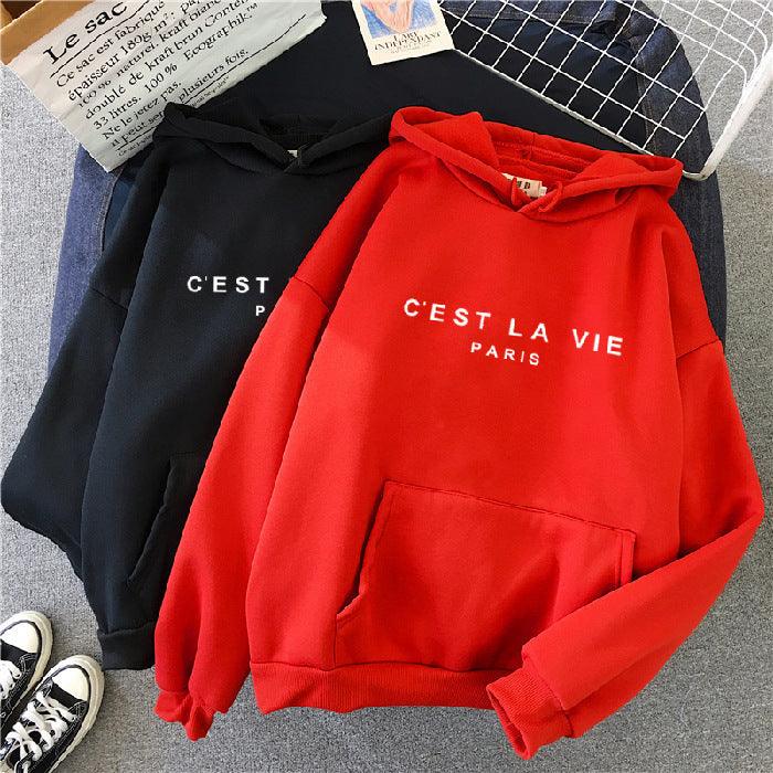 Loose Hooded Sweater Student Hoodie With Letter Print Sports Tops - Cruish Home