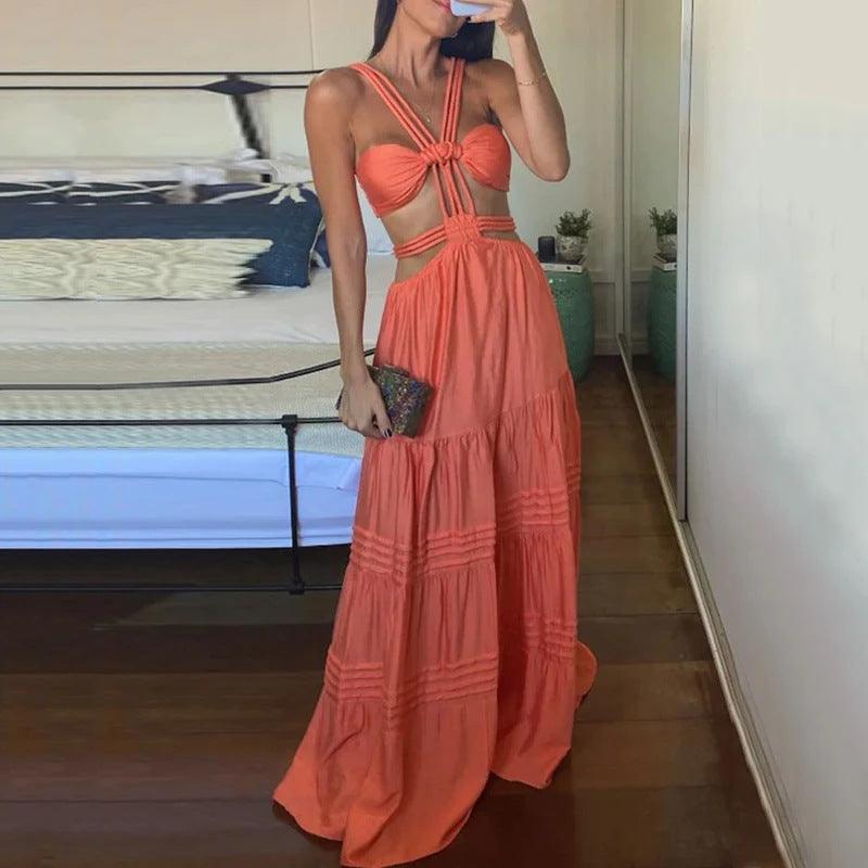 Fashion Sexy Tube Top Solid Color Wide Leg One-piece Trousers - Cruish Home