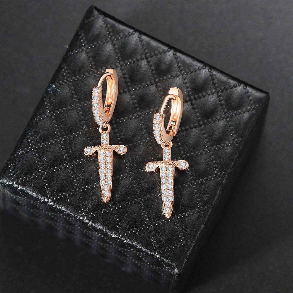 Cross Earrings Copper Micro Inlaid Zircon Earrings - Cruish Home