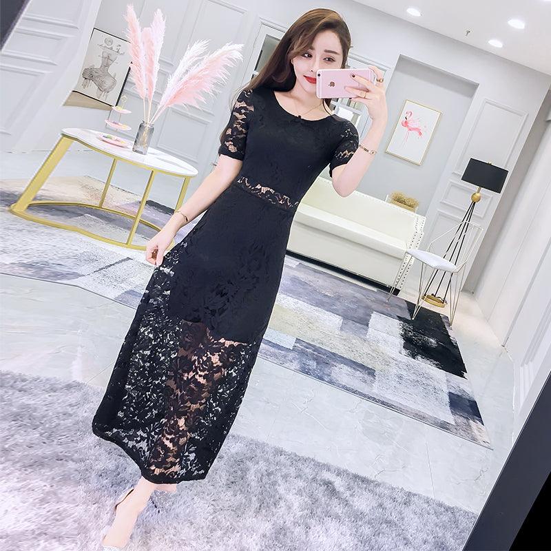 Temperament Slim Slim Sexy Long-sleeved Lace Dress - Cruish Home