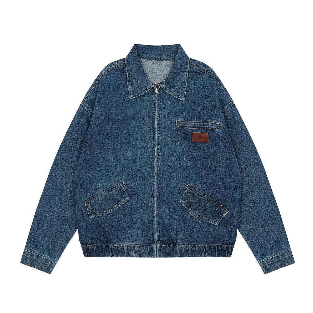 Creative Contrast Color Letter Printing Denim Jacket - Cruish Home